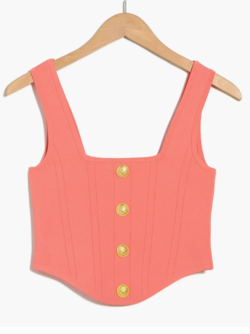 L'Agence Coral Designer Button Crop Top Tank - Small